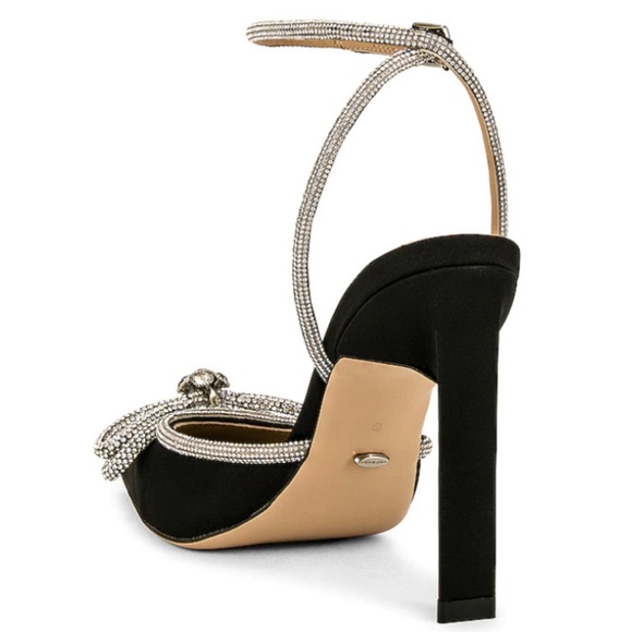 Tony Bianco Size 8 Black Elsie Heel Satin Stiletto Ankle Strap Crystal Bow NEW - Picture 2 of 6